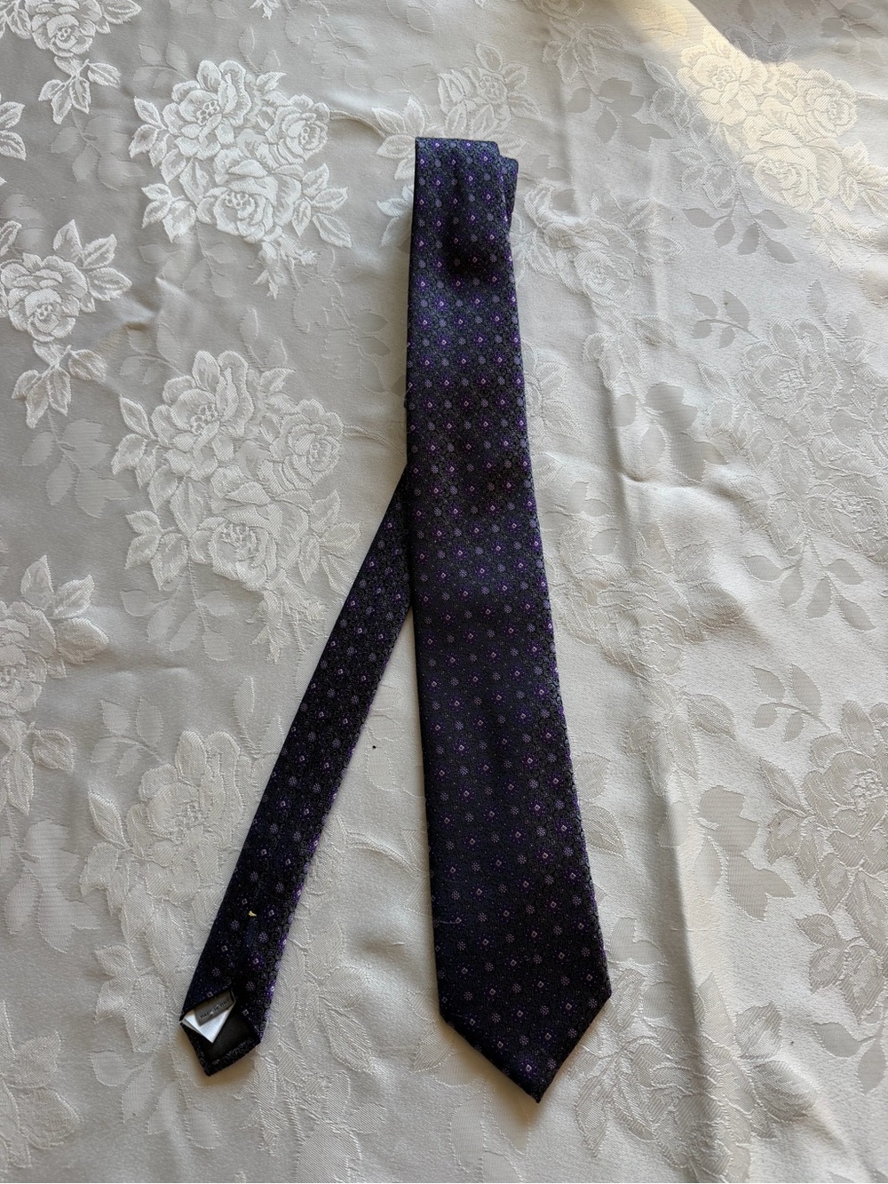 Canali Black Tie with Purple Microdot Design